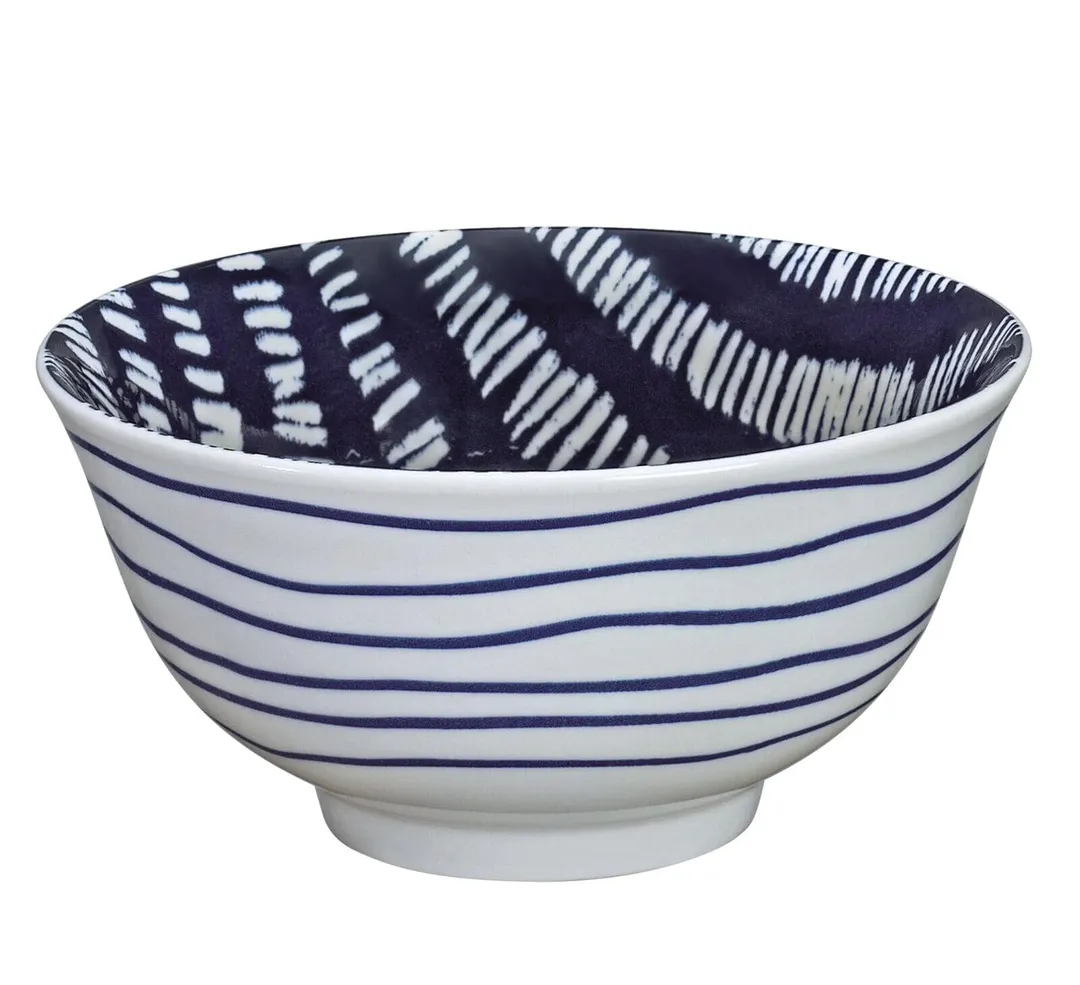 Cilio C107739-6 - 17 Oz (0.5 Qt) 6" Diameter Round Striped Porcelain Bowl, Case Pack