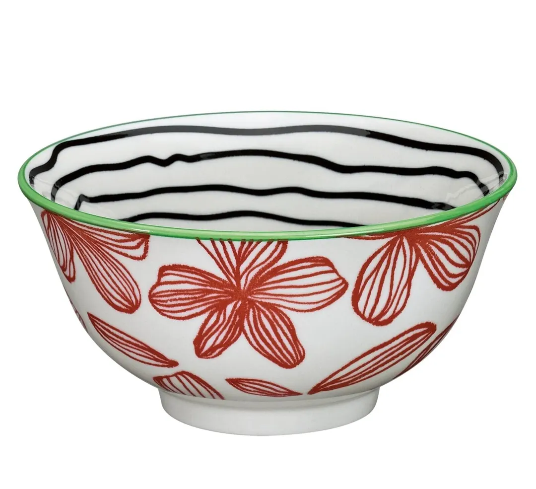 Cilio C107746-6 - Floral Porcelain Round Bowl, 6" Diameter, 17 Oz Capacity, Fine White Finish - Case