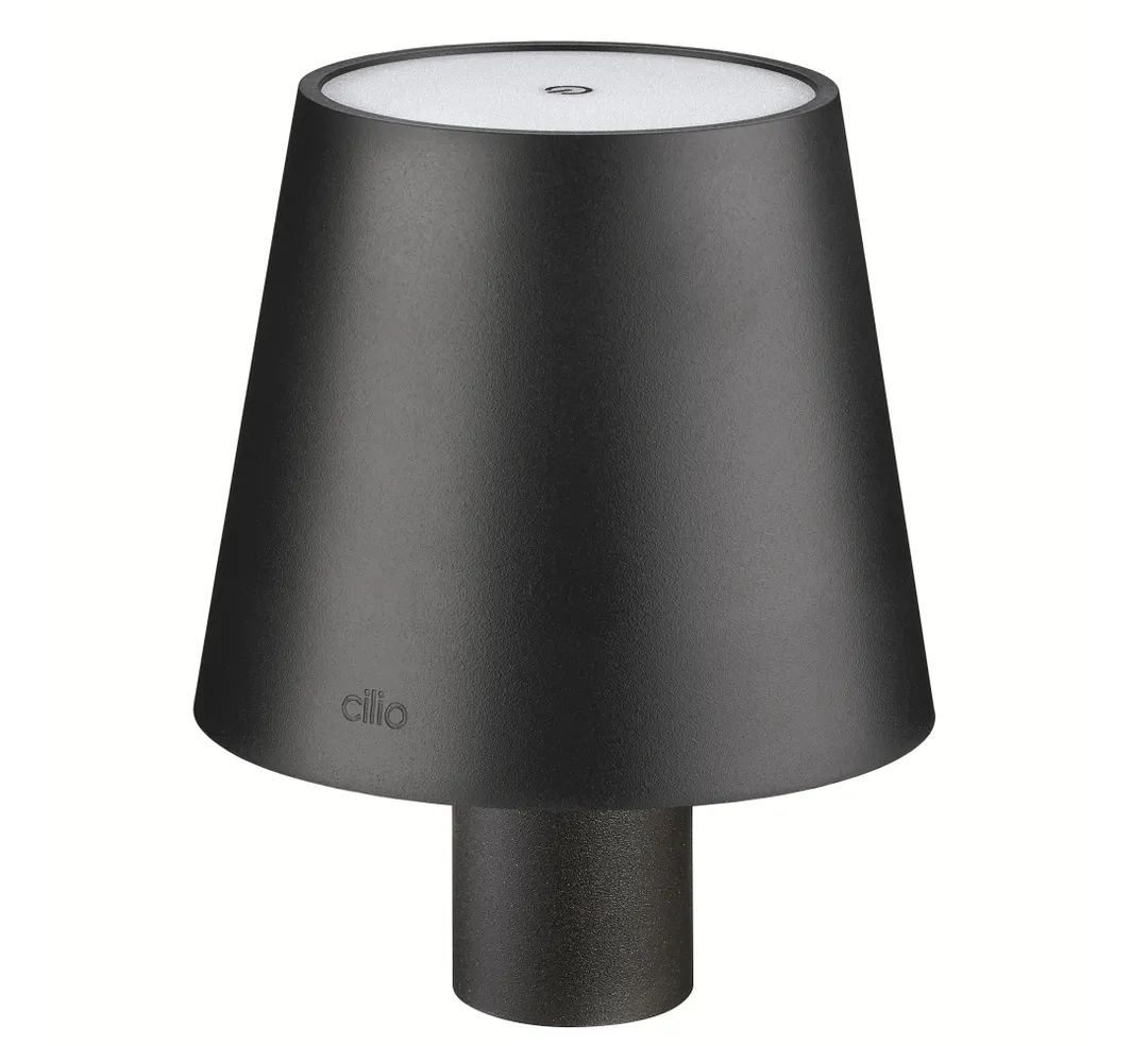 Cilio C190687 Luce LED Bottle Lamp, 4.25" Dia x 5.25" H, Black Aluminum, Touch, 150lm, 2.5W, USB