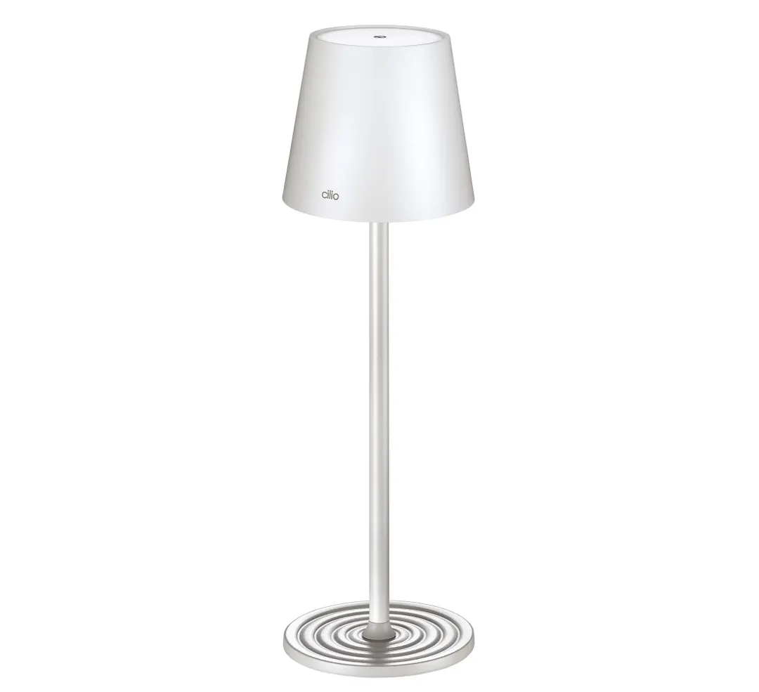 Cilio C190816 - LED Table Lamp, 4¼" Dia. x 13¾" H, Aluminum, 2.5W, 150 Lumen, Battery, USB Included