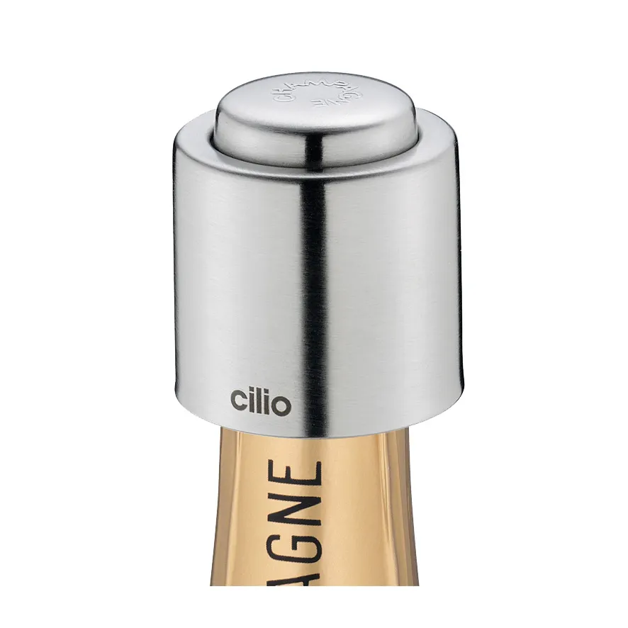 Cilio C300888 Champagne Sealer, Stainless Steel Shell, 1.66"x1.66"x1.75" Bottle Stopper Wine Service