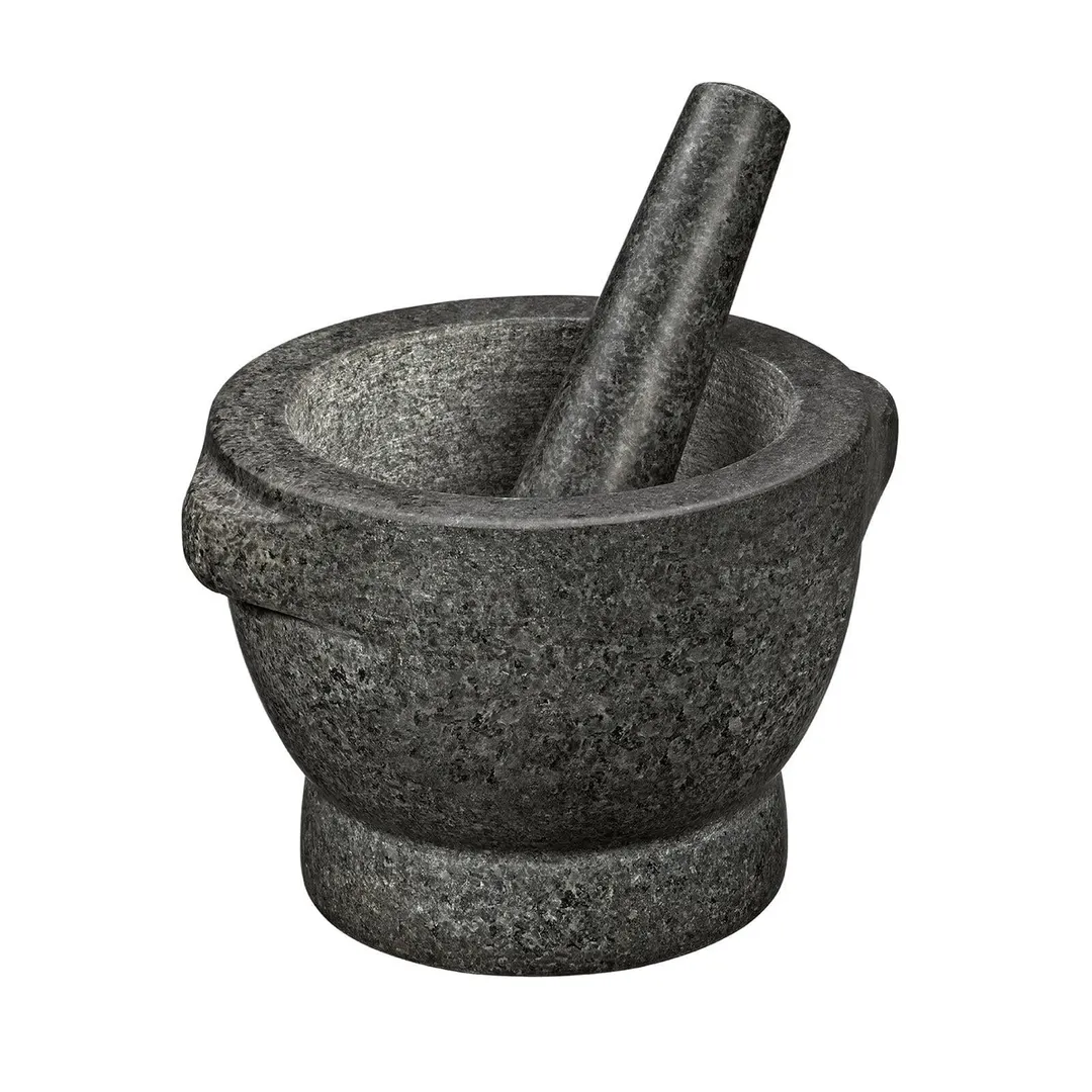 Cilio C420128 - Granite Mortar & Pestle, 12" Dia. x 8" H Mortar, 5" L Pestle, Marble, 10-14" Length
