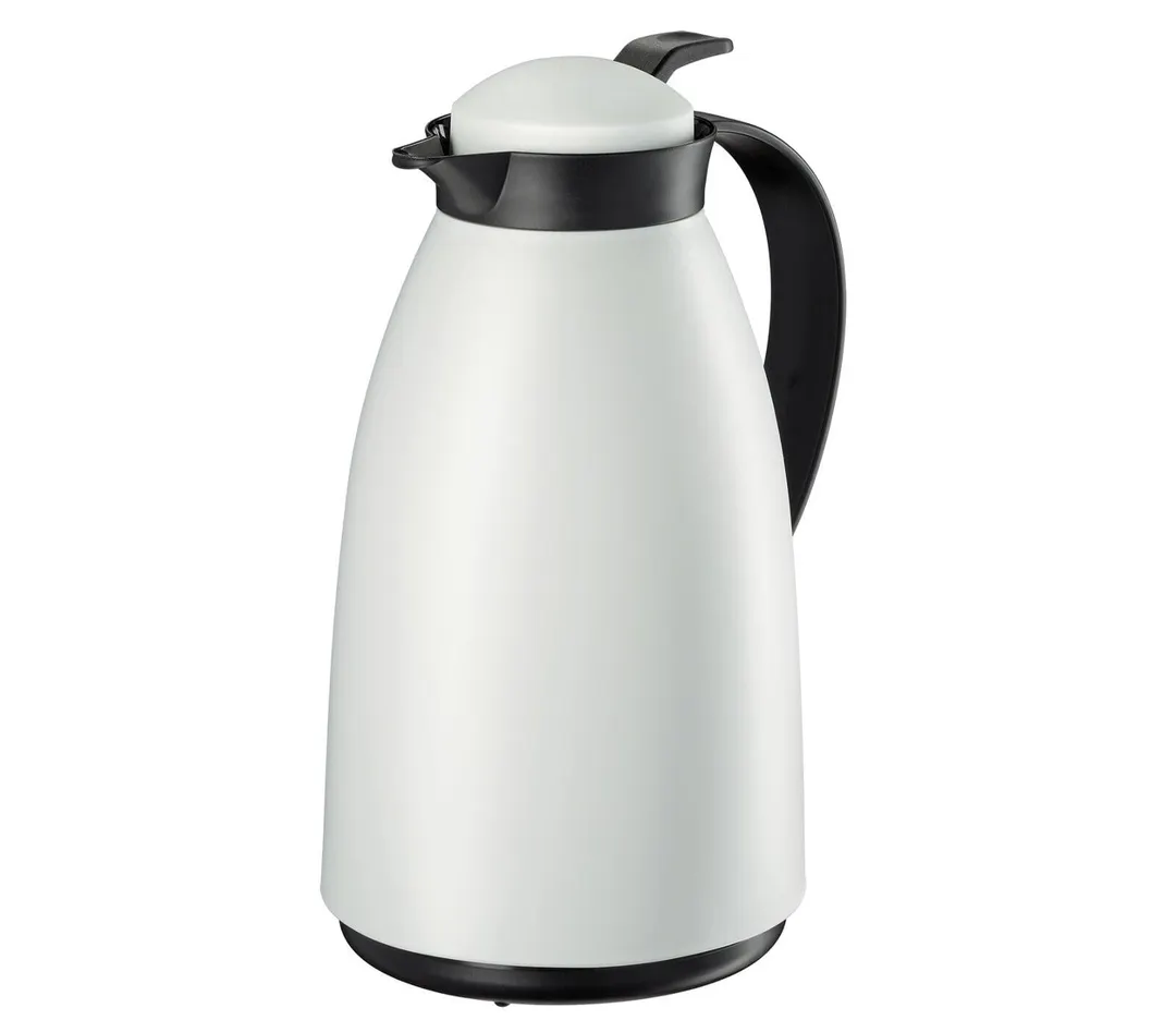 Cilio C544336 Beverage Server Imola, 34 Fl Oz/1 L White Plastic, Glass Liner, Cap Push-Button