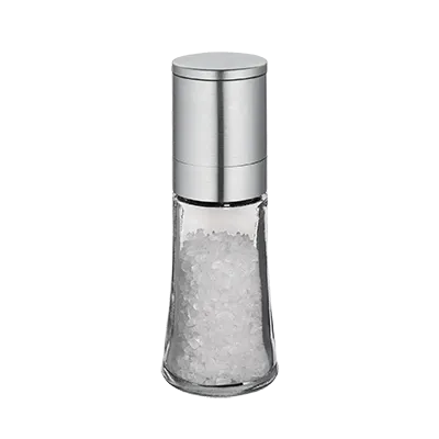 Cilio C613292 Bari Salt Mill - 5-1/2" H x 2" Dia, Adjustable Ceramic Grinder, Stainless Steel & Glass
