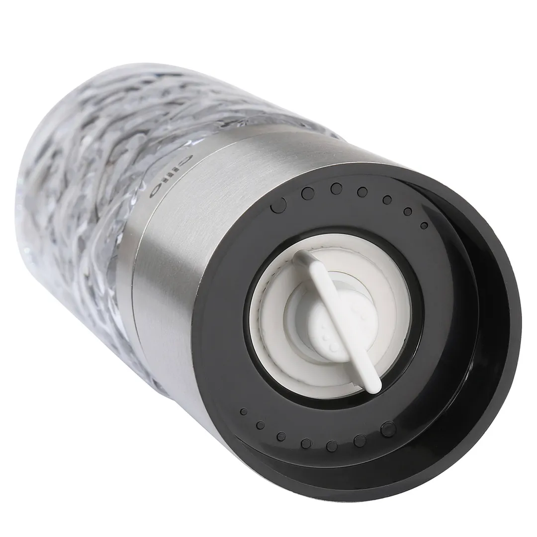 Cilio C613544 Salt Pepper Mill, 2"W x 2"D x 6.25"H, Stainless Steel and Glass, Cristallo Design