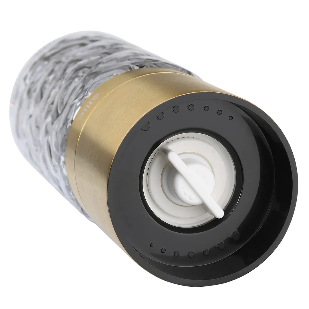 Cilio C613551 Salt Pepper Mill, 2" Diameter, 6.25" Height, Stainless Steel & Glass, Gold Finish