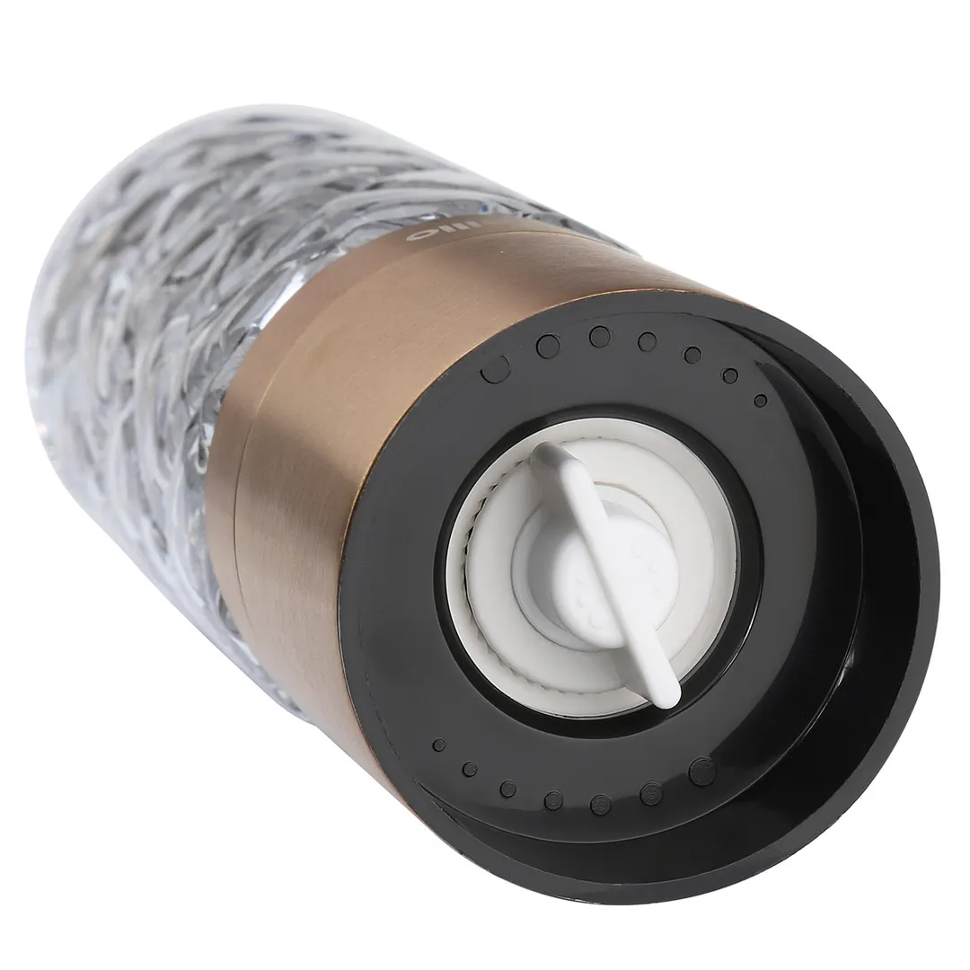 Cilio C613568 Cristallo Salt & Pepper Mill, 2" Dia, 6.25" H, Stainless Steel & Glass, Copper Finish