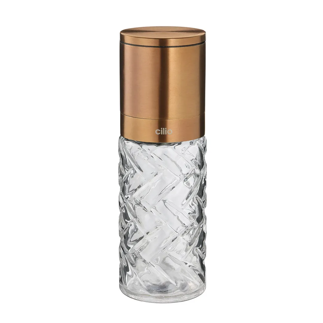 Cilio C613568 Cristallo Salt & Pepper Mill, 2" Dia, 6.25" H, Stainless Steel & Glass, Copper Finish