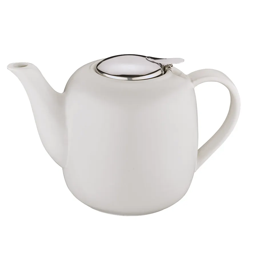 Kuechenprofi K1046002200 Ceramic Teapot, 5.5"W x 9.5"D x 5.5"H, 50 Fl Oz White, Dishwasher Safe