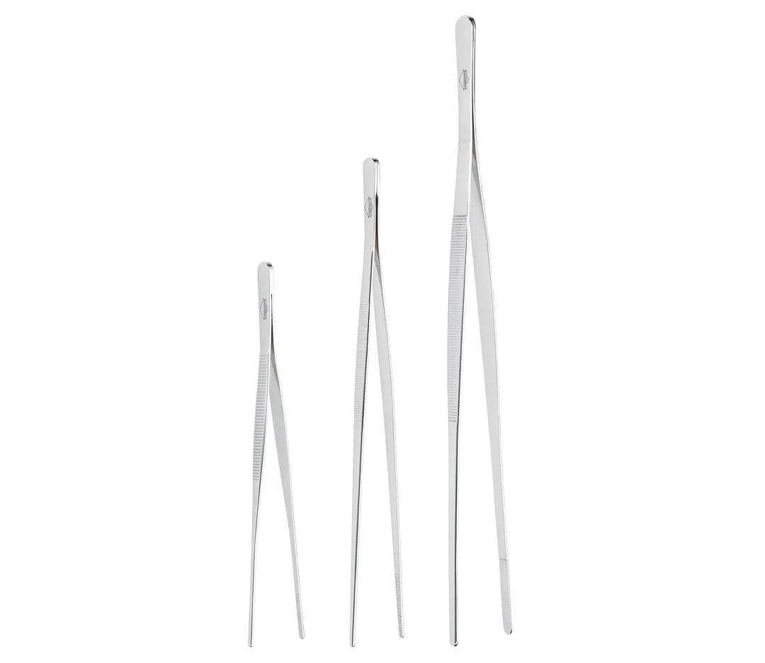Kuechenprofi K1068002800 Tweezer Tongs - 12" Straight Tip, Handle, Safe, 18/10 Stainless Steel