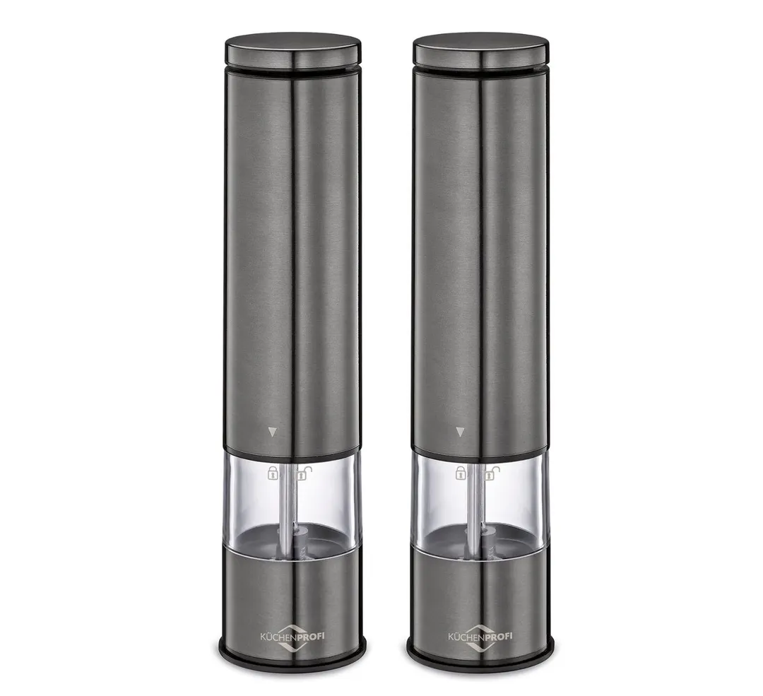 Kuechenprofi K3090032400 Boston Salt & Pepper Mill, 2" Dia x 9" H, Stainless Steel, Acrylic Top