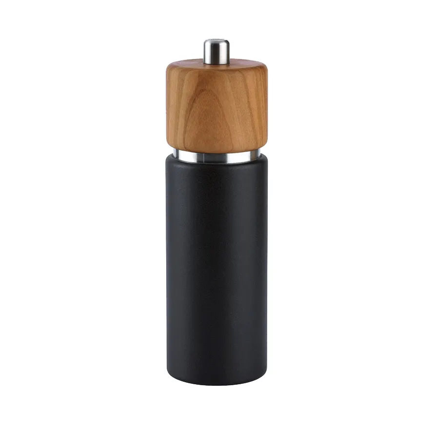 Zassenhaus M023701 Hannover Salt Mill, 2"x2"x7" Matte Black with Olive Wood, Wood
