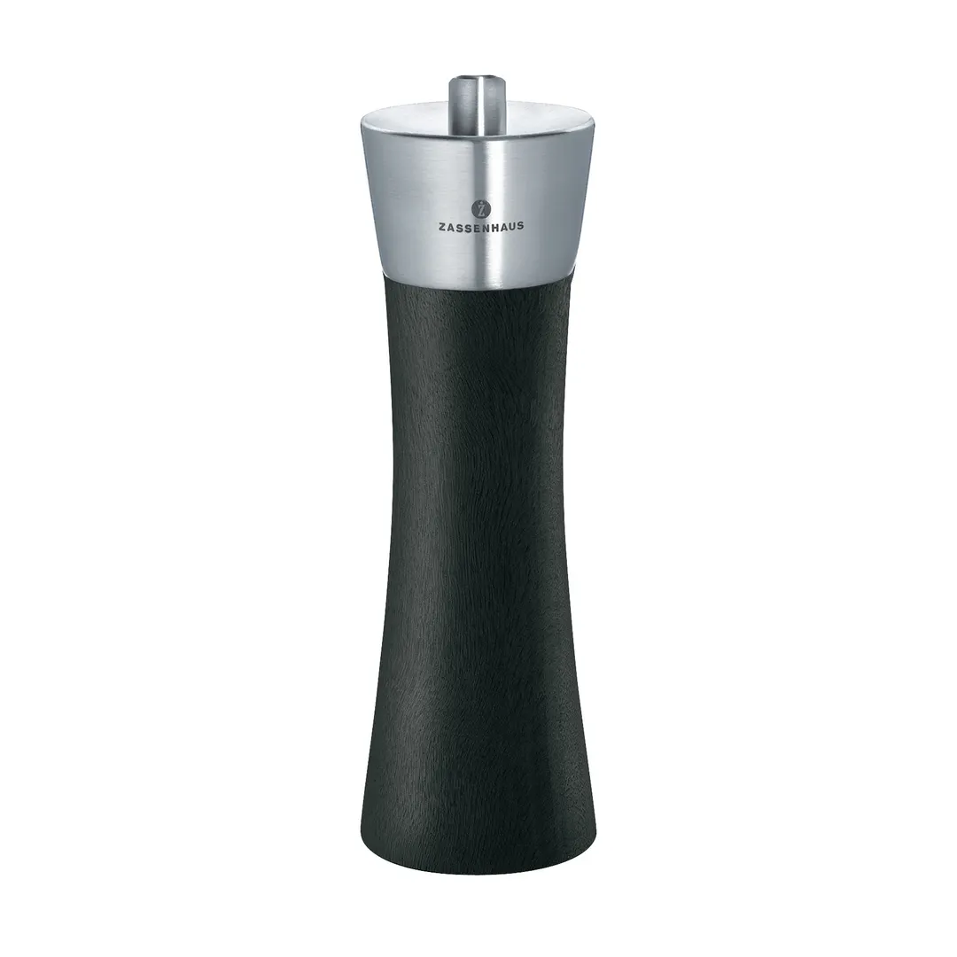 Zassenhaus M025071 Augsburg Salt Mill, 2" Dia. x 7" H, 6-Position Dial, Beechwood & Stainless Steel