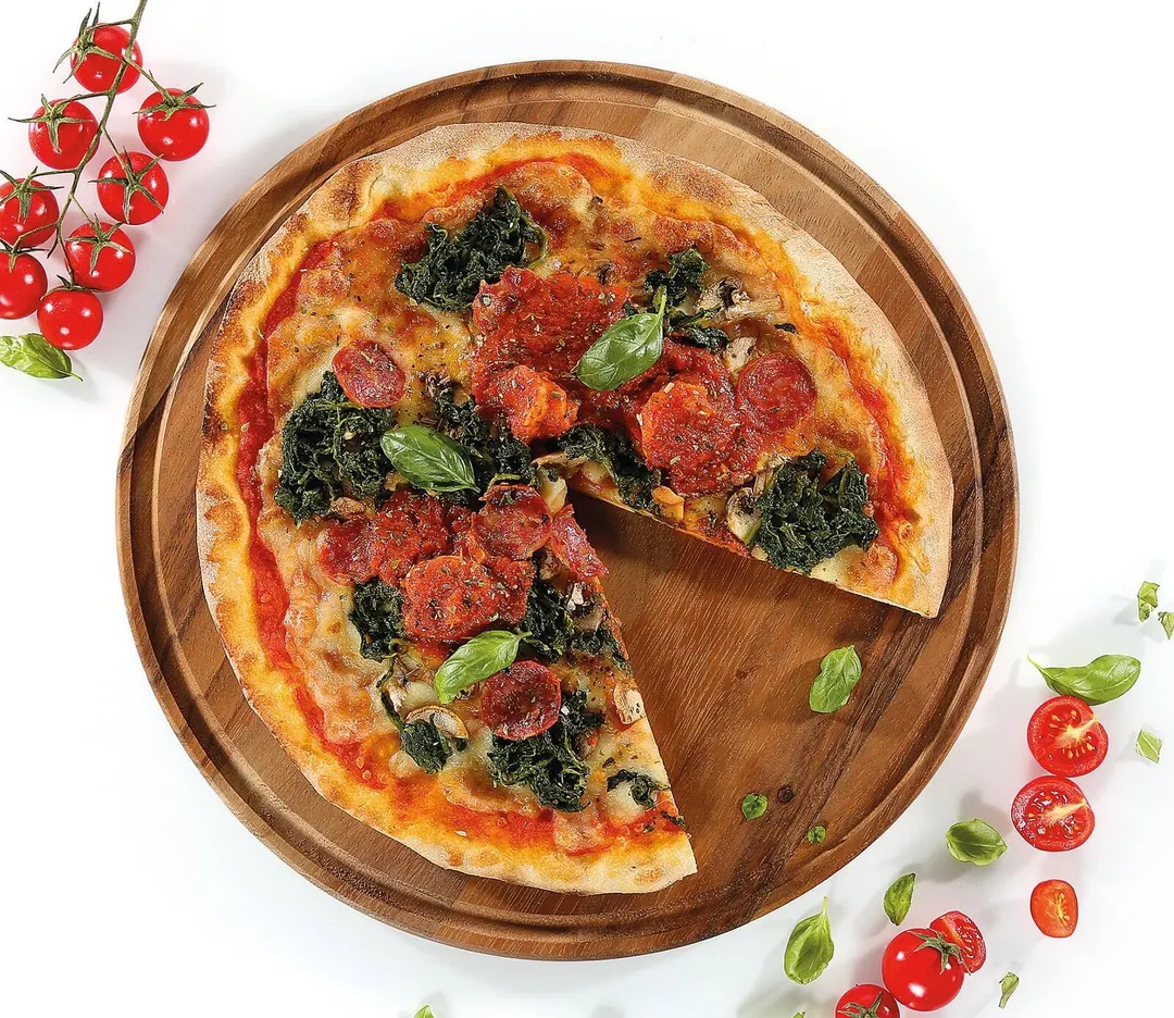 Zassenhaus M055498 - Acacia Wood Pizza Plate, 13" Diameter Round Dinnerware, Natural Finish