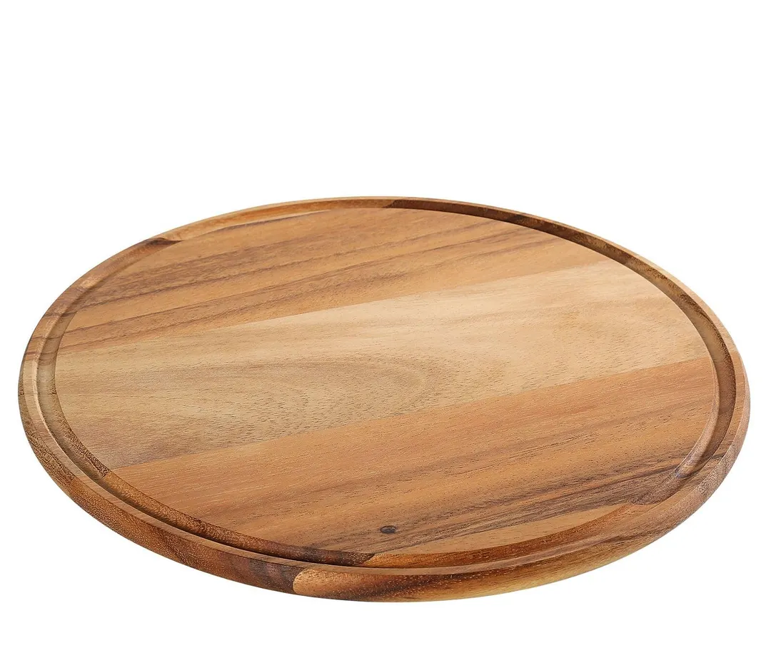 Zassenhaus M055498 - Acacia Wood Pizza Plate, 13" Diameter Round Dinnerware, Natural Finish
