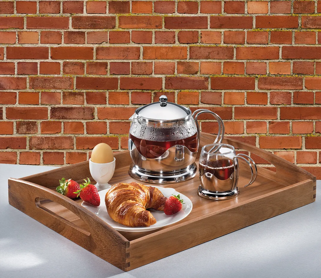 Zassenhaus M055535 Rectangular Acacia Wood Serving Tray, 17" x 14" x 2.75", Brown Finish