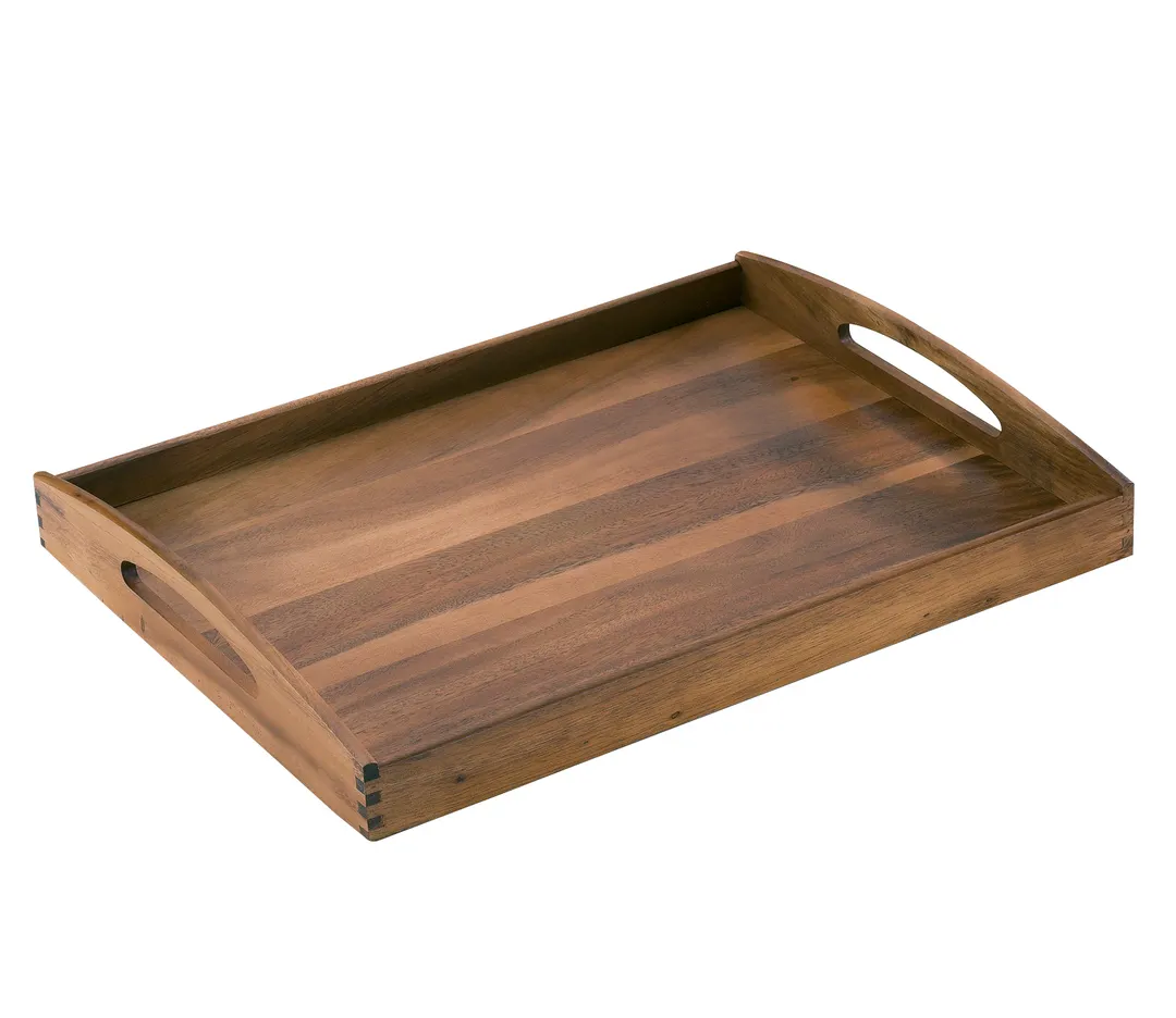 Zassenhaus M055542 Rectangular Acacia Wood Serving Tray, 21" x 16" x 2.75", Brown Finish