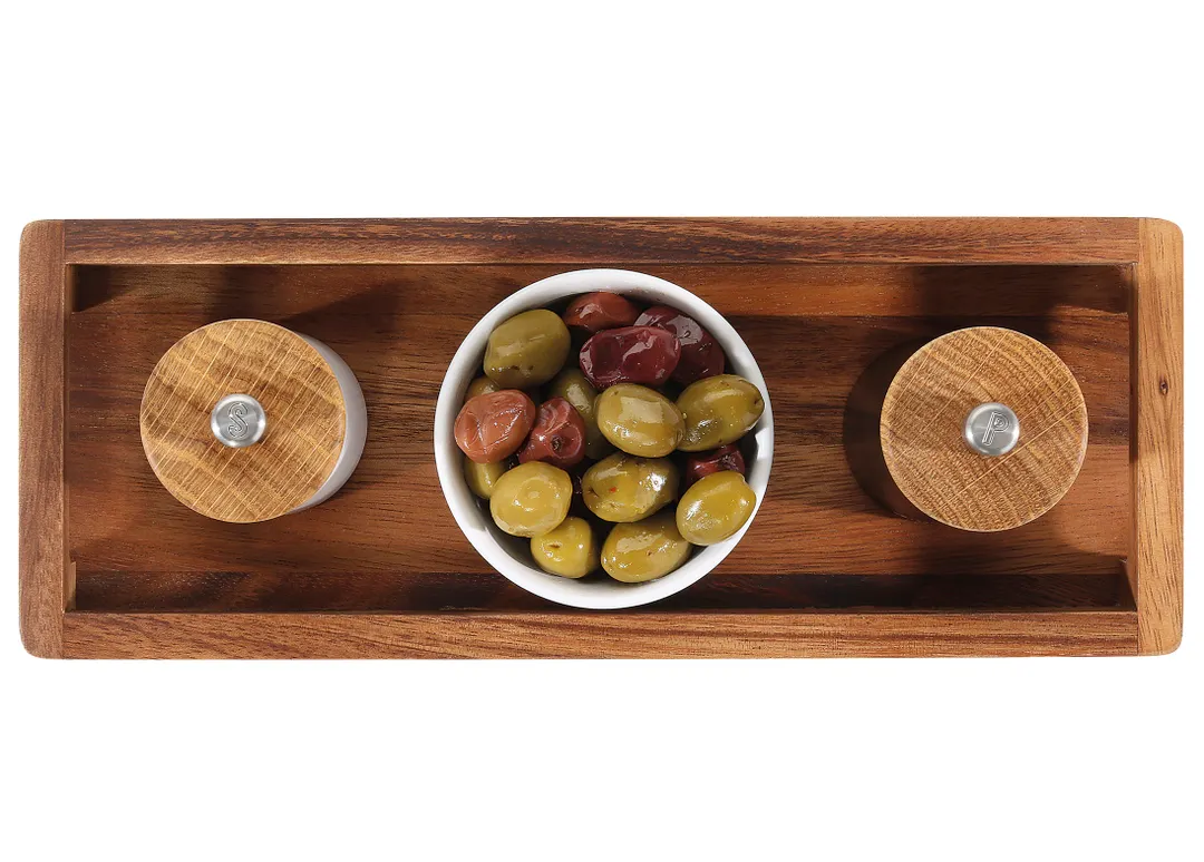 Zassenhaus M059236 Rectangular Acacia Wood Serving Tray, 15.8" x 5.9" x 1.8", Brown Finish
