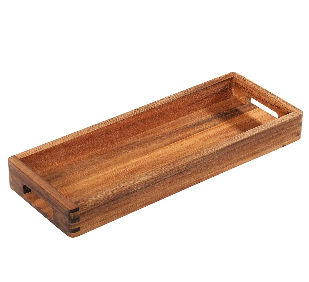Zassenhaus M059236 Rectangular Acacia Wood Serving Tray, 15.8" x 5.9" x 1.8", Brown Finish