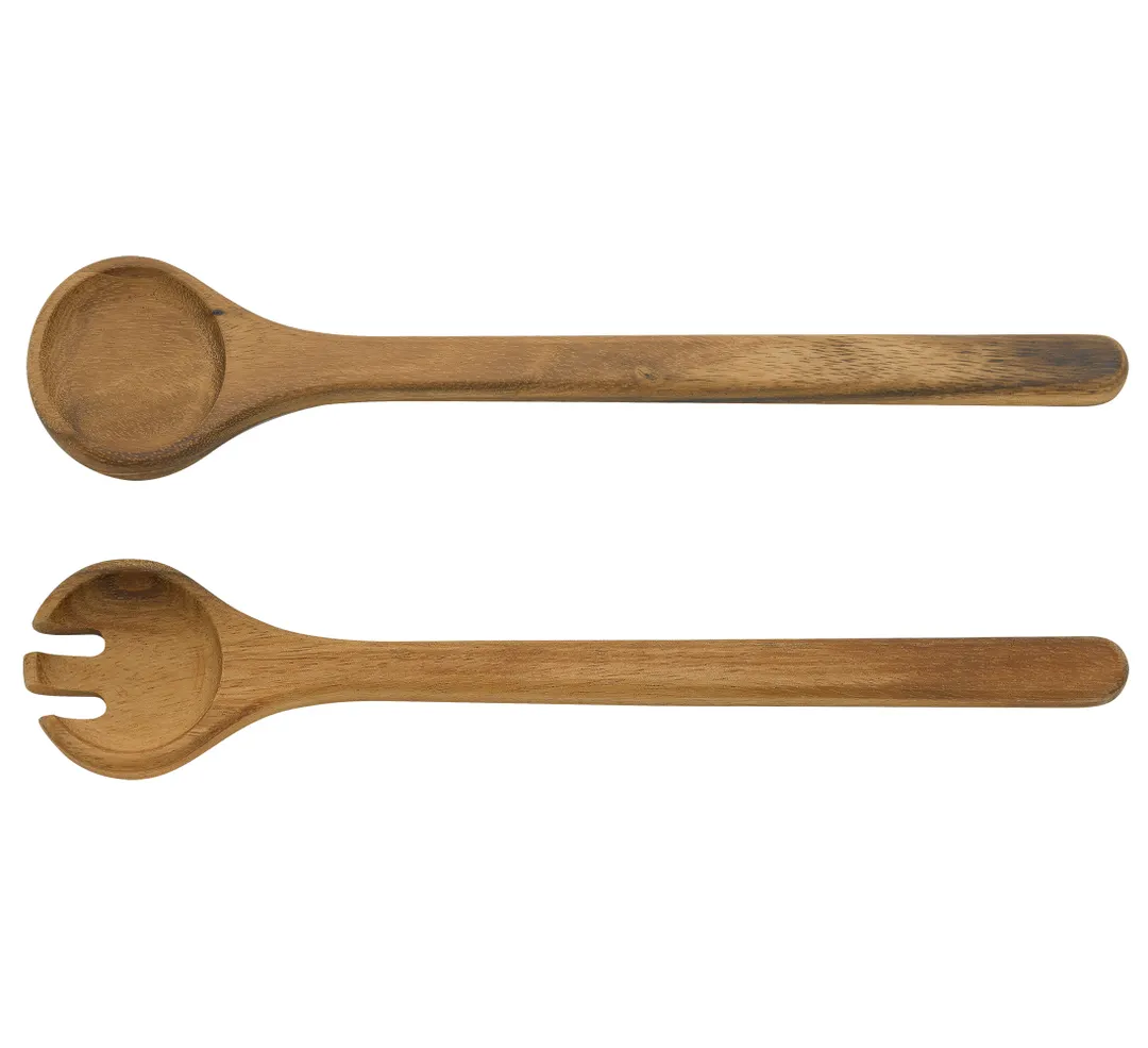 Zassenhaus M059342 - Acacia Wood Salad Server Set, 13" Length, Brown Handle, 2 pcs - 2/Set