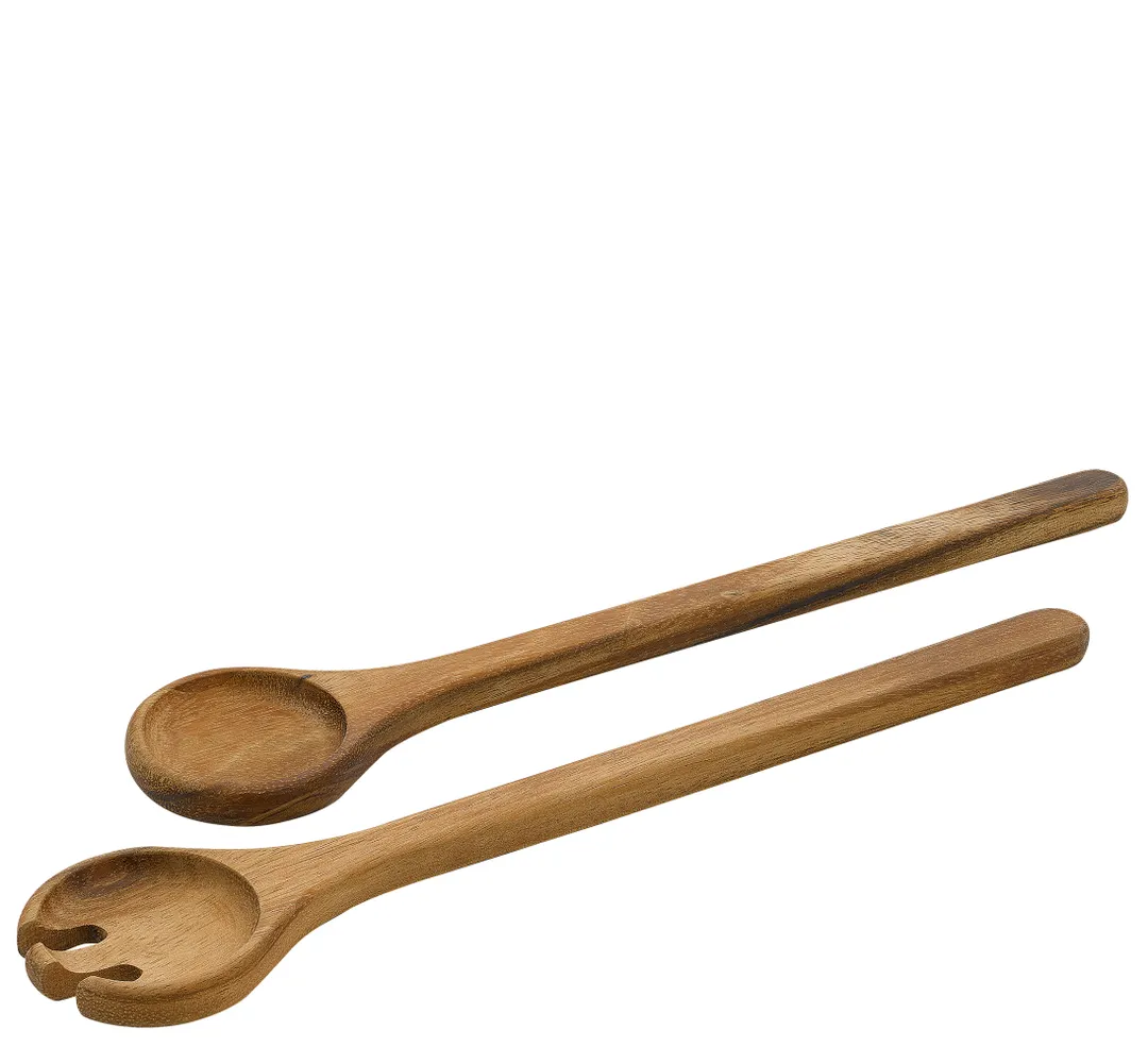 Zassenhaus M059342 - Acacia Wood Salad Server Set, 13" Length, Brown Handle, 2 pcs - 2/Set