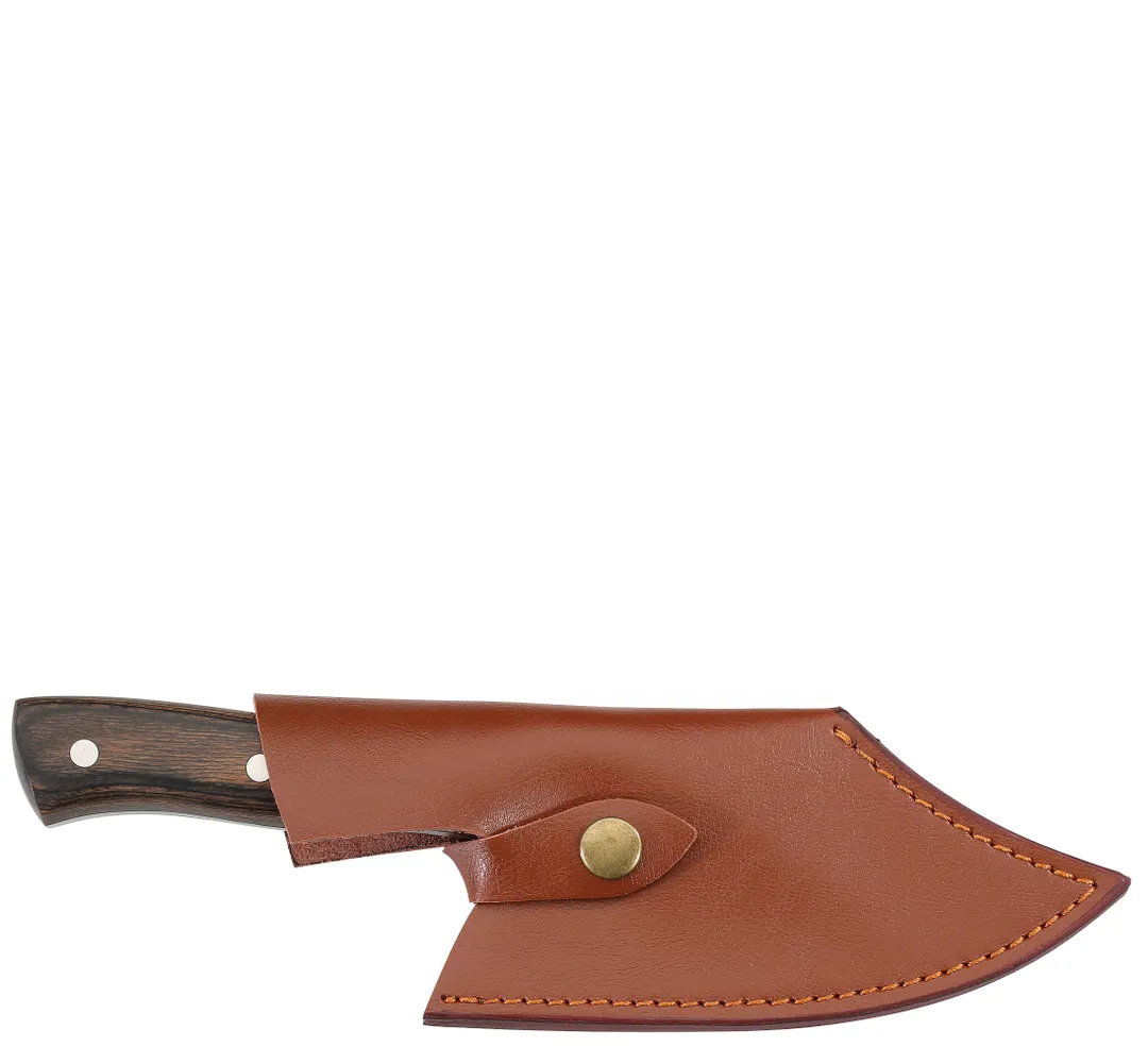 Zassenhaus M070859 Farmer Chef’s Knife – 9.8" Pakka Wood Handle, Finish, Leather Sheath with Loop