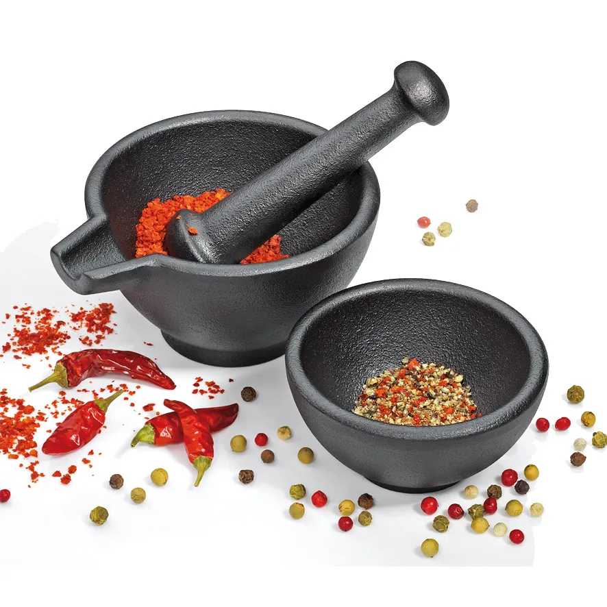 Zassenhaus M076073 Mortar & Pestle 3-Piece Cast Iron Set, 4.5"W x 4.75"D x 2.25"H, 1.75" Bowl