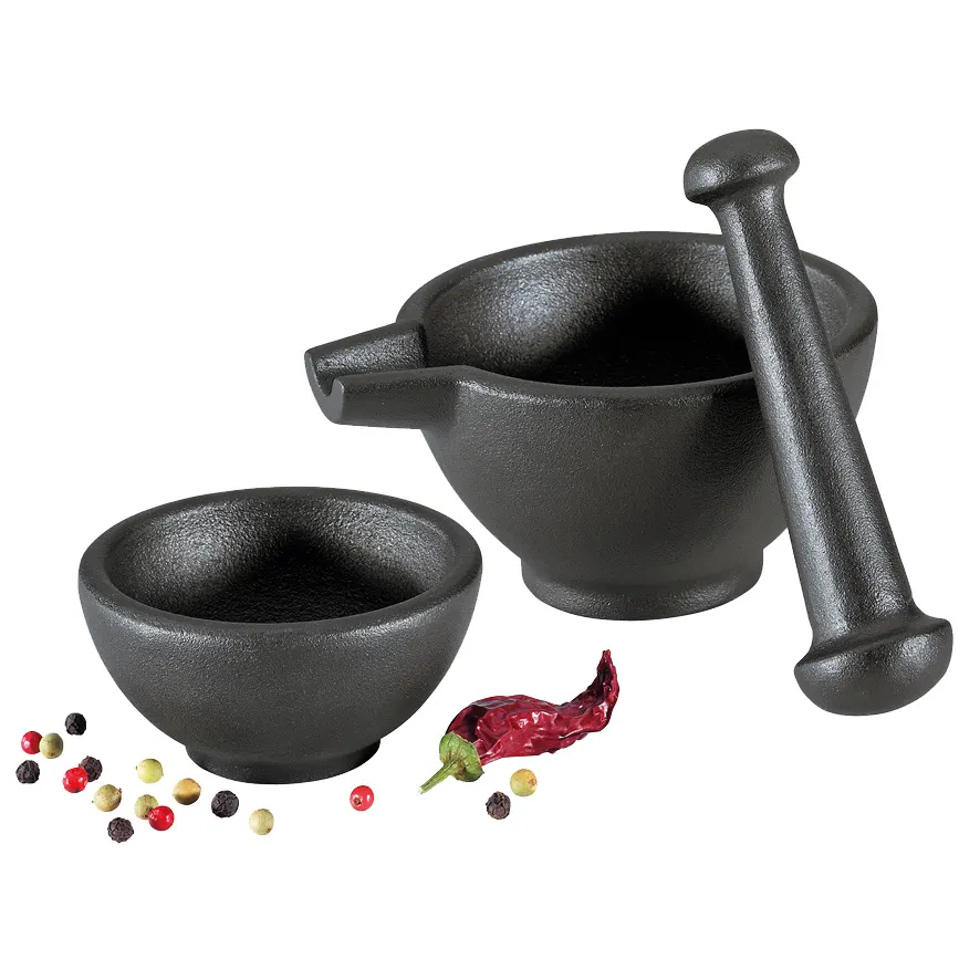 Zassenhaus M076073 Mortar & Pestle 3-Piece Cast Iron Set, 4.5"W x 4.75"D x 2.25"H, 1.75" Bowl