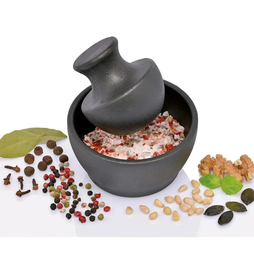Zassenhaus M076127 Mortar & Pestle Set, Cast Iron, 4.3" W x 4.3" D x 3.4" H, 3" Dia Kitchen Tool