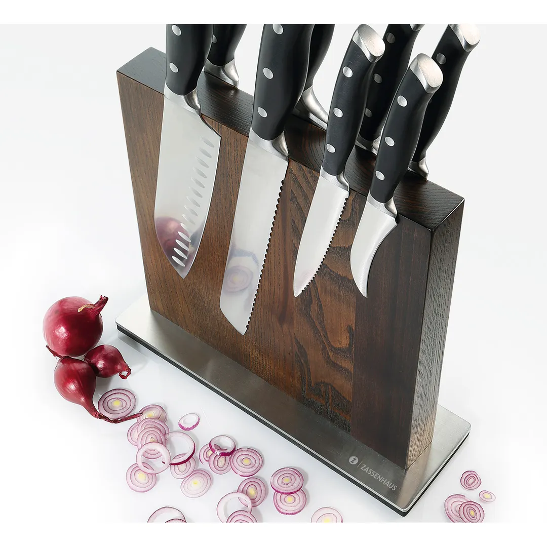 Zassenhaus M078091 Magnetic Knife Block, Ash Wood, 3.5" W x 11.25" D x 10.25" H, Holds 20 Knives