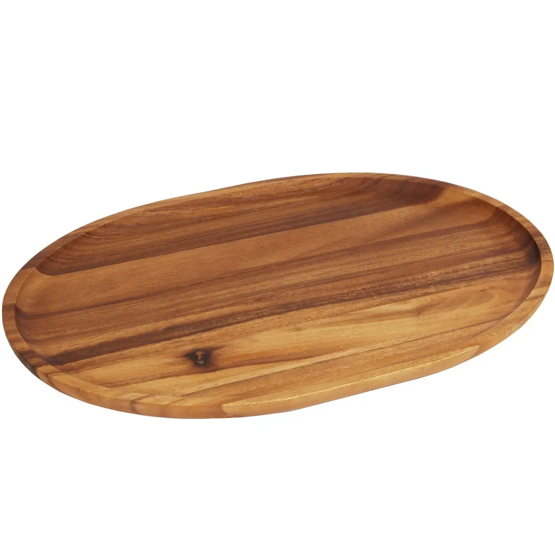 Frieling WTT240X - Oval Serving Tray, 18" x 12", Acadia Wood, Water‑Resistant Finish - 12/Case