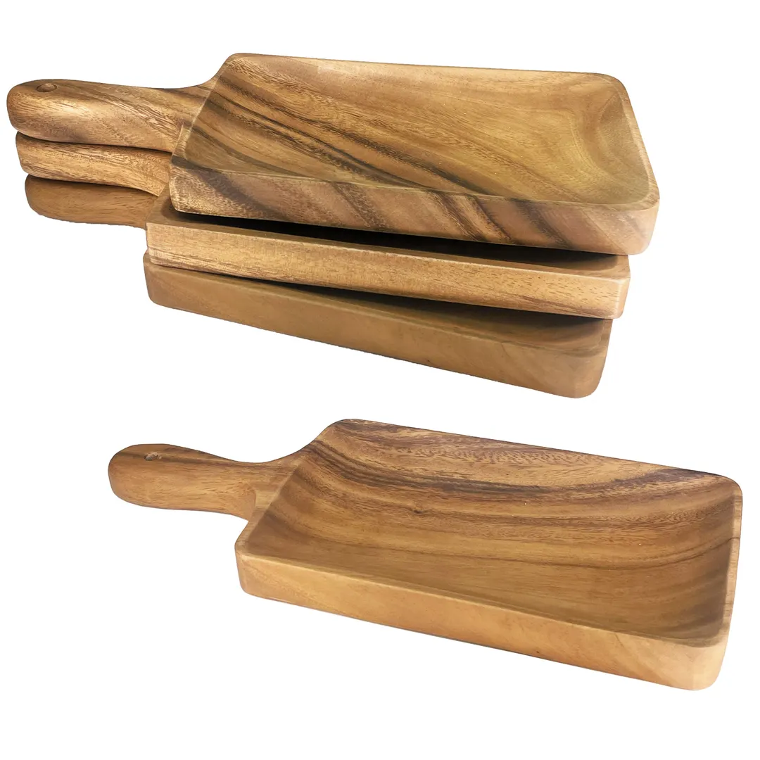 Frieling WTT675 Paddle Board Tray, 13.75" x 6" Acacia Wood, Brown, Water‑Resistant - 4/Case