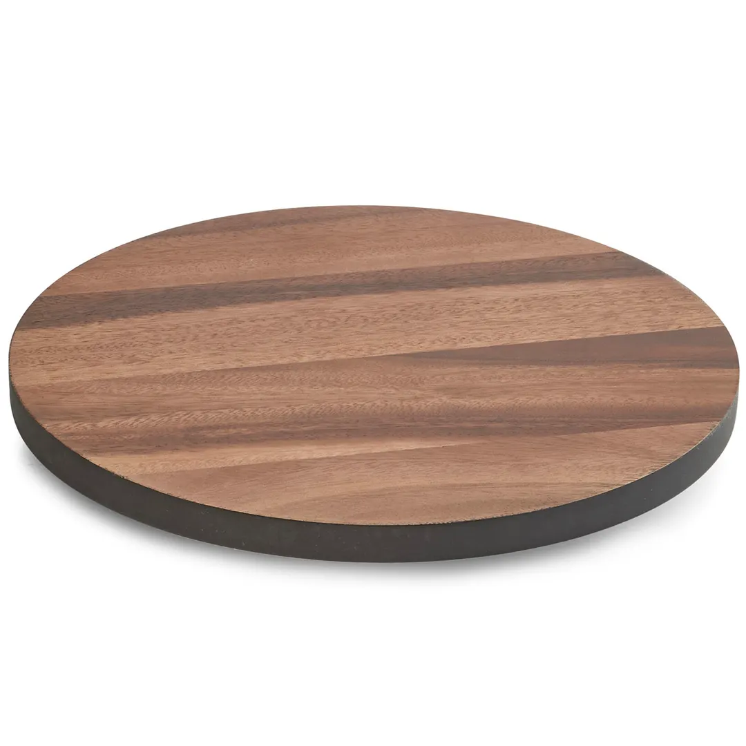 Frieling WTT970 Lazy Susan - 14" Diameter Acacia Wood Turntable, Black Rim, Finish - 6/Case