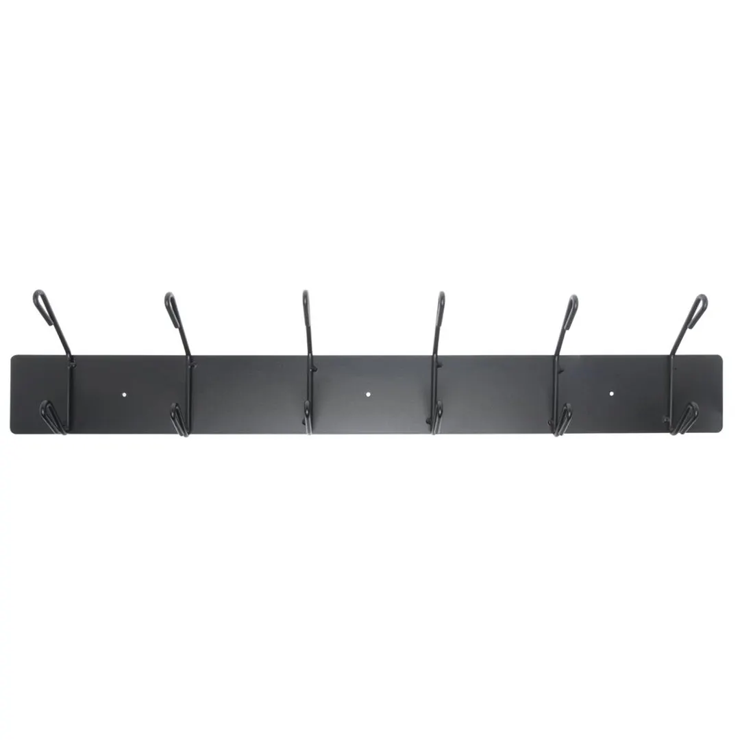 Hubert 97303 Coat Rack / Handbag Stand, Wall-Mount, 36" x 7" H, 6 Hooks, Black Steel Finish