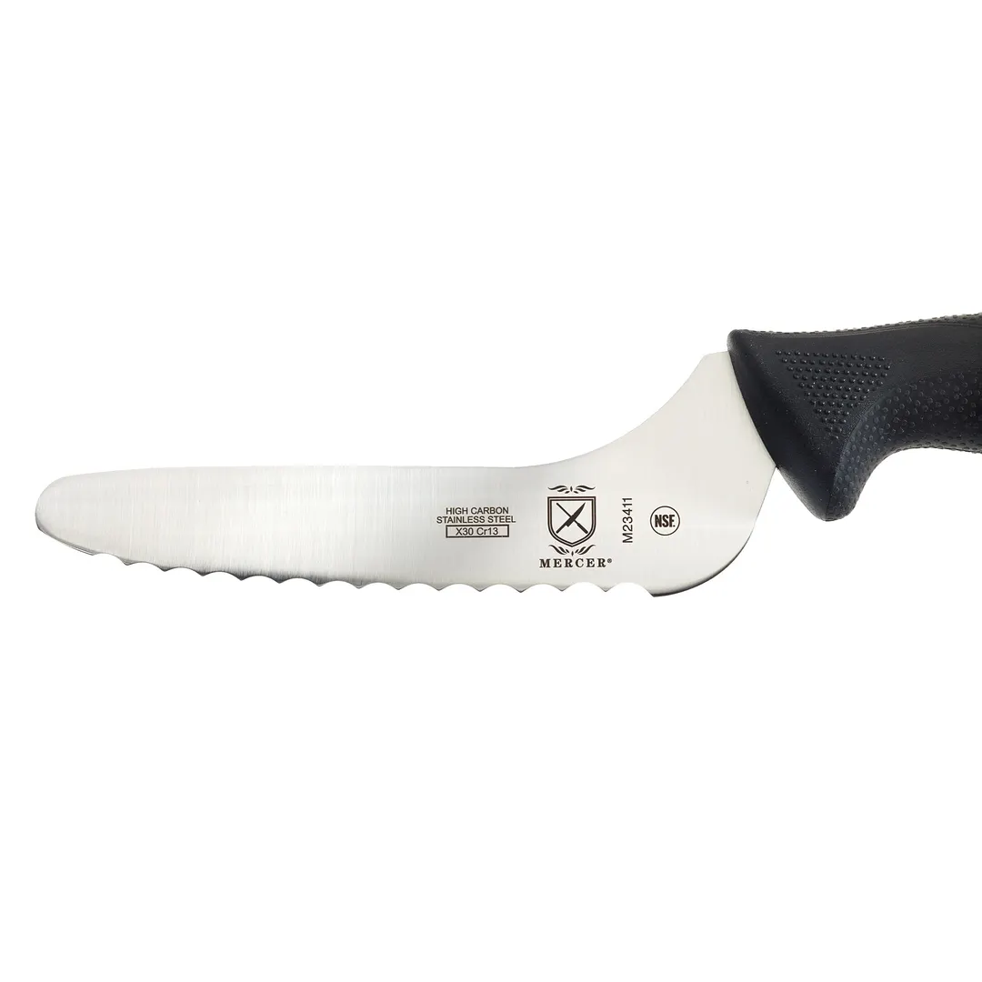 Mercer M23411 - Millennia 6" Offset Bread Knife, Wavy Edge, Steel Blade, Santoprene® Handle - 1/Each