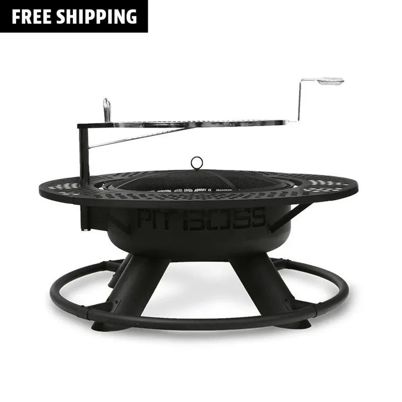 Pit Boss PB410FP Outdoor Fire Pit, 2-in-1 Wood Fire Pit, 483 Sq In Cooking Surface, Steel Grid