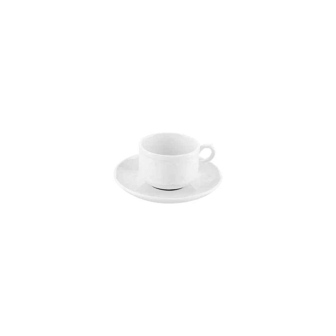 Turgla FLO01CT00 - Flora Round Saucer, 6" Diameter White Porcelain, Elegant Dinnerware Piece
