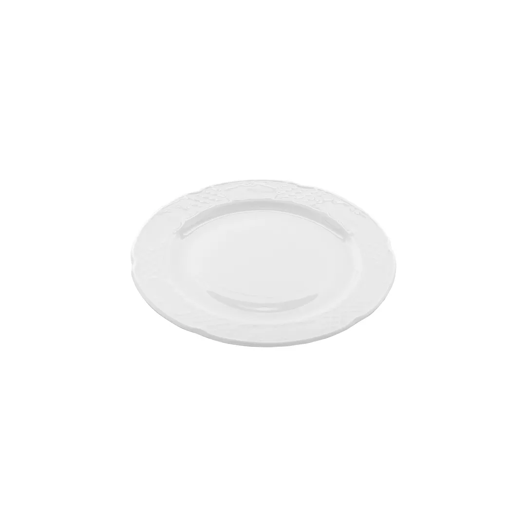 Turgla FLO27DU00 Round Porcelain Dinner Plate, 10.5" Diameter, White, Classic China Tableware