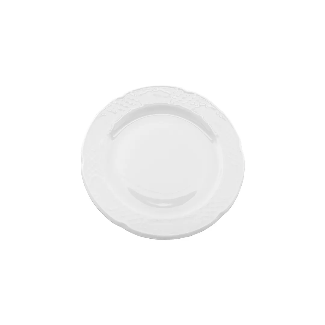 Turgla FLO27DU00 Round Porcelain Dinner Plate, 10.5" Diameter, White, Classic China Tableware