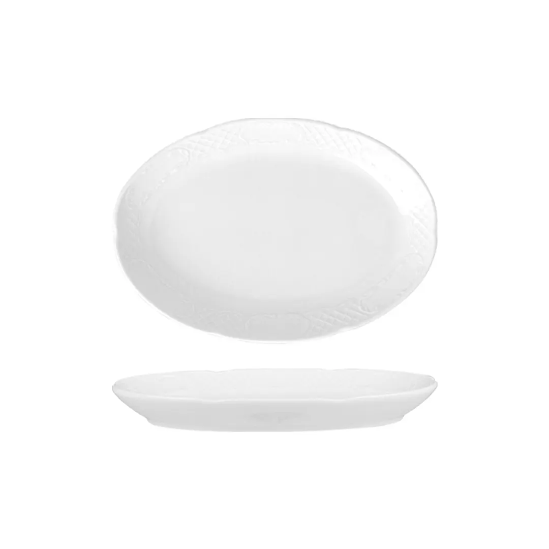 Turgla FLO28KY00 - Oval White Porcelain Flora Platter, 11" x 7" x 1.25" , Dinnerware Serving Tray