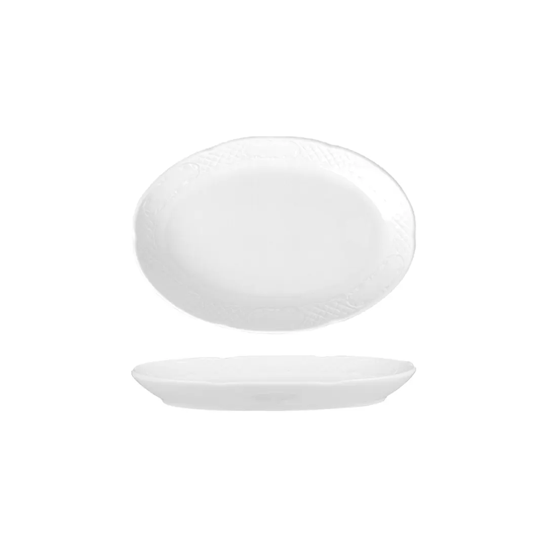 Turgla FLO32KY00 - Oval White Porcelain Flora Platter, 12.5" x 9" x 1.5", White Finish, Porcelain