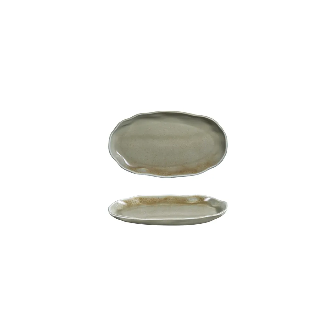 Turgla T-AFRMOS19OV-12 Moss Oval China Plate, 7.5" x 4.25", Organic Green Porcelain
