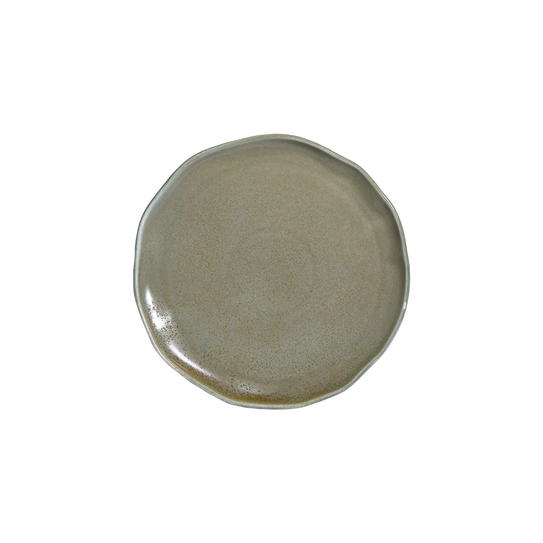 Turgla T-AFRMOS27DZ-6 Moss Round China Plate, 10.75" Diameter, Organic Green Vitrified Porcelain