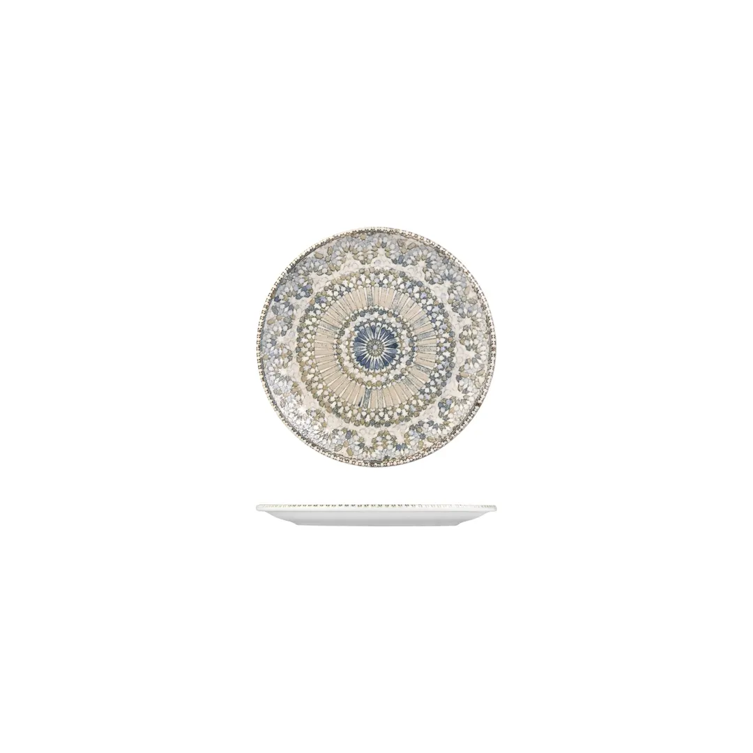 Turgla T-AZZT17DZ-12 Azora Round China Plate, 6.75" Diameter, Vitrified Porcelain Dinnerware