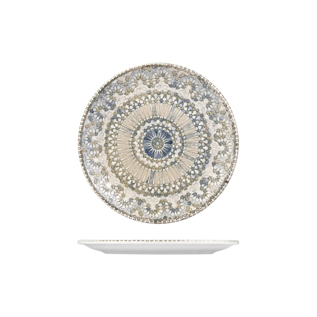Turgla T-AZZT27DZ-12 Azora Deep Plate, 10.75" Round Porcelain Dinnerware, Vitrified Finish