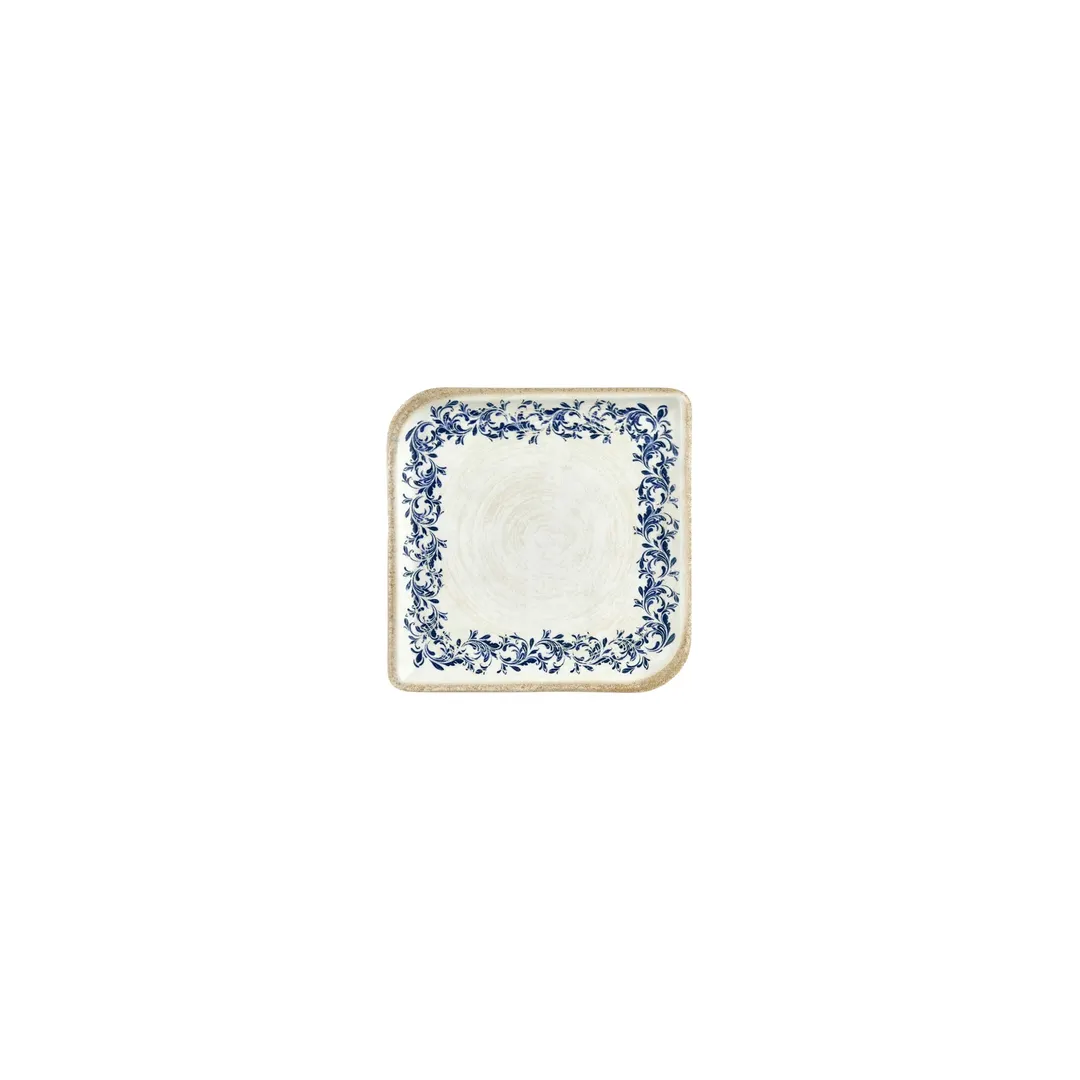 Turgla T-KRAAR20KR-12 Square China Plate, 6" x 6" Blue Vitrified Porcelain Dinnerware