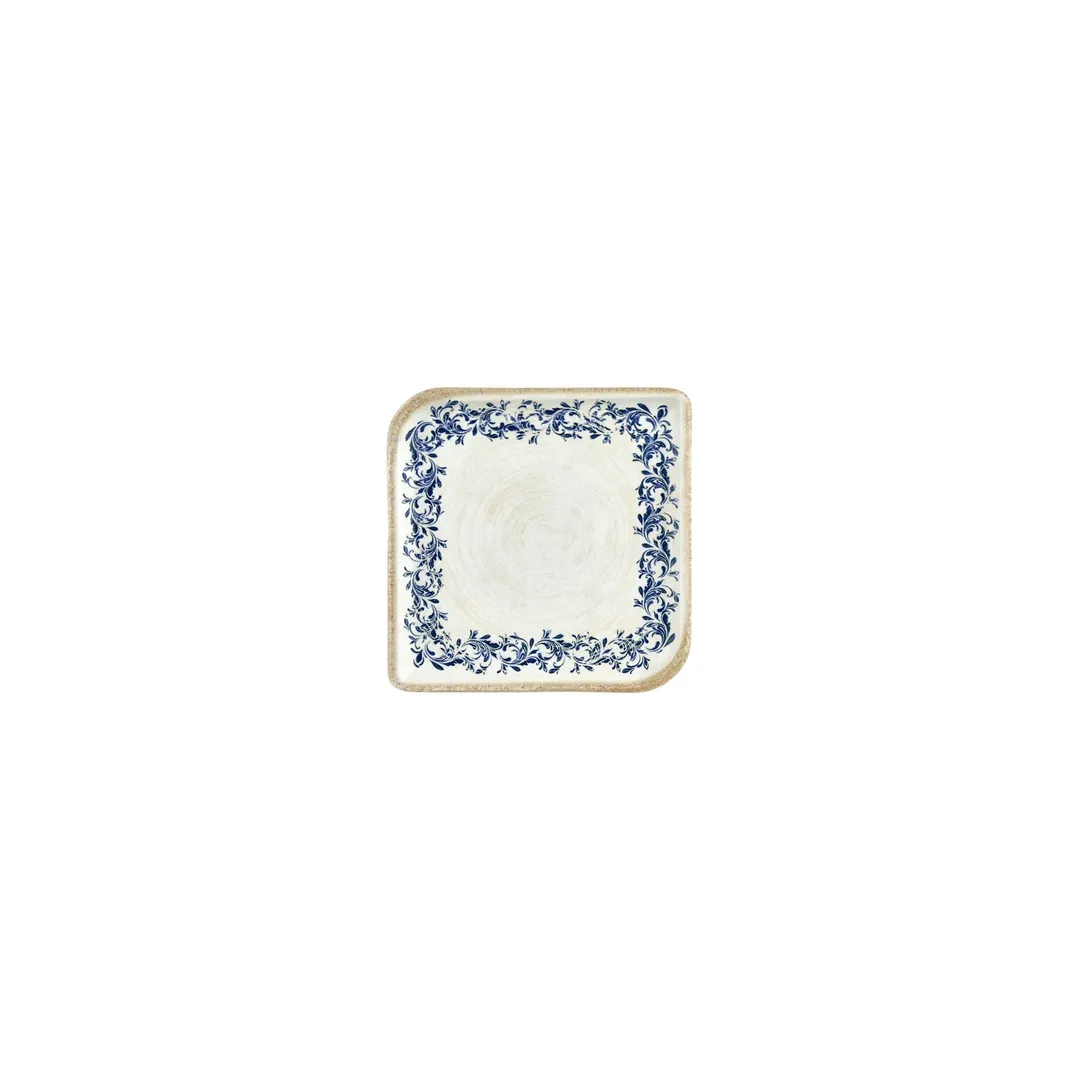Turgla T-KRAAR20KR-12 Square China Plate, 6" x 6" Blue Vitrified Porcelain Dinnerware