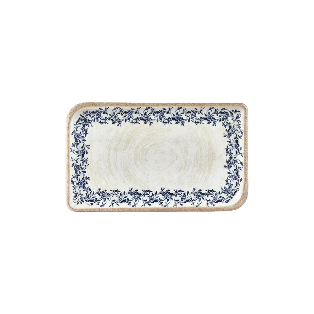 Turgla T-KRAAR34DT-6 Rectangular China Platter, 11.75" x 7" Porcelain Blue Finish - 1/Each