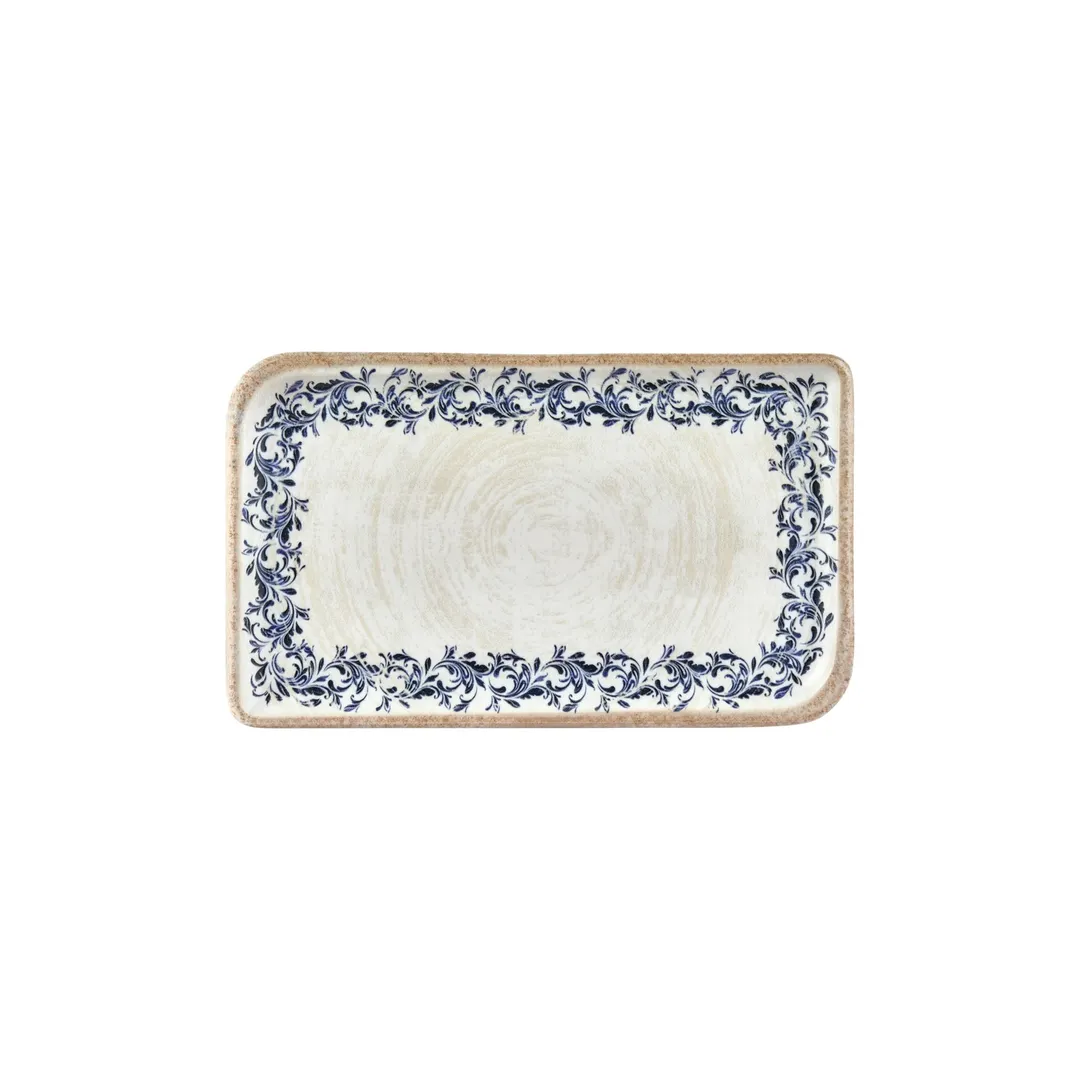 Turgla T-KRAAR34DT-6 Rectangular China Platter, 11.75" x 7" Porcelain Blue Finish - 1/Each