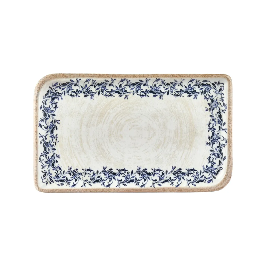 Turgla T-KRAAR40DT-6 Rectangular China Platter, 13.75" x 8.25", Blue Vitrified Porcelain